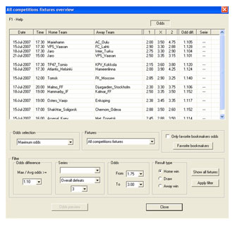 Value bets search